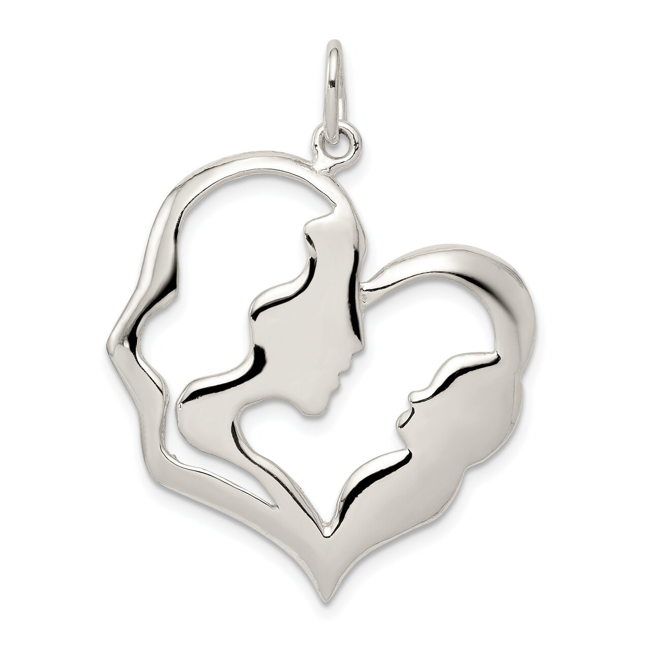 Sterling Silver Mother & Baby Charm Pendant Jewelry 32mm x 27mm